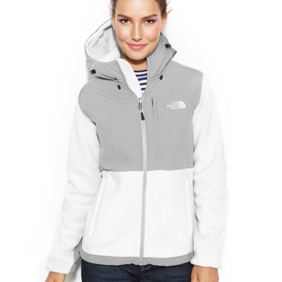 The northface white and gray hooded Denali jacket - Picture 1 of 6